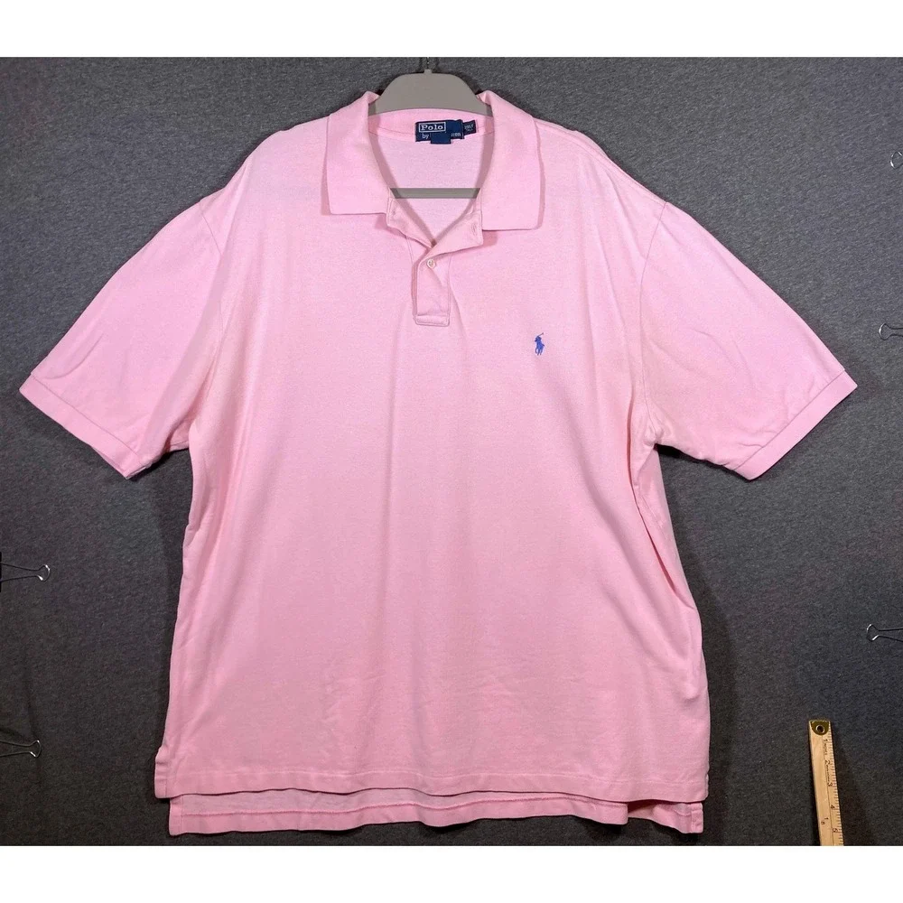 Polo Ralph Lauren Mens 2XLT Tall Pink Short Sleeve Pique Cotton Polo Shirt Logo